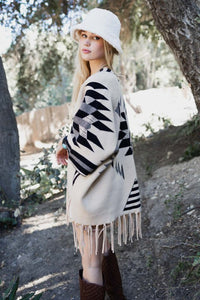 Leto Muir Woods Geometric Print Cardigan