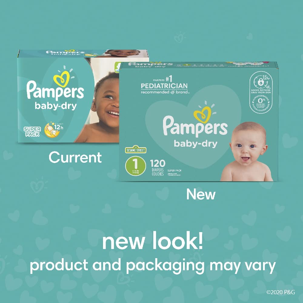 Pampers Baby Dry Diapers Size 0/Newborn 104 Count (Pack of 2)