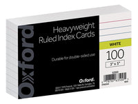 Oxford Heavyweight Ruled Index Cards, 3" x 5", White, 100 Per Pack (63500)