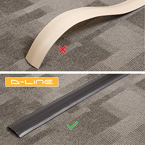 D-Line CC-1 Light Duty Floor Cord Cover/Cable Protector | Protect Cords and Prevent a Trip Hazard | 6 Foot Length | Cable Cavity 3/4" (W) x 3/8" (H) | Black