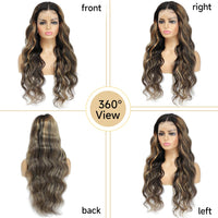 Yeonmi Highlight Lace Front Wig Human Hair Pre Plucked 13x4 1B/27 Body Wave Ombre Lace Front Wigs Human Hair 180% Density HD Lace Colored Wigs Balayage Wig Human Hair Glusless Wigs Human Hair 24 Inch