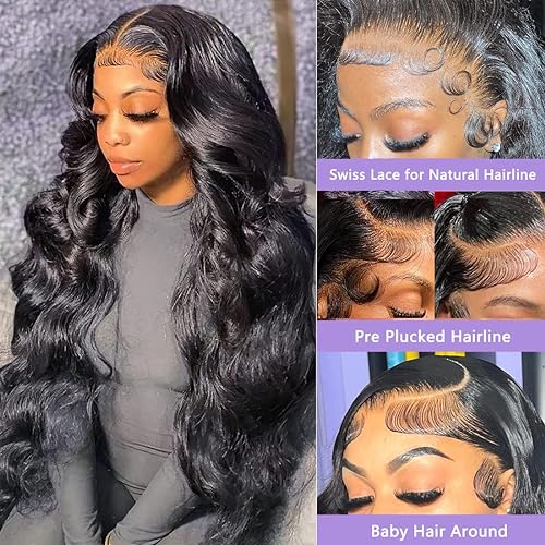 Vigriss Body Wave Lace Front Wigs Human Hair Pre Plucked Glueless Human Hair Wigs for Black Women 180% Density 13x4 HD Transparent Lace Front Wig Human Hair with Baby Hair Bleached Knots Wigs 18inch