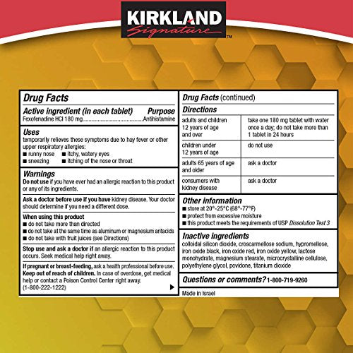 Kirkland Signature Aller-FEX 180 mg, 180 Tablets (2 Pack)Q