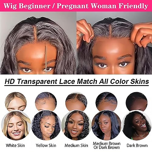 Wear and Go Glueless Lace Closure Wig for Beginners - 5x5 HD Lace, 180% Density Body Wave, Pre-Plucked and Pre-Cut - 26 Inch