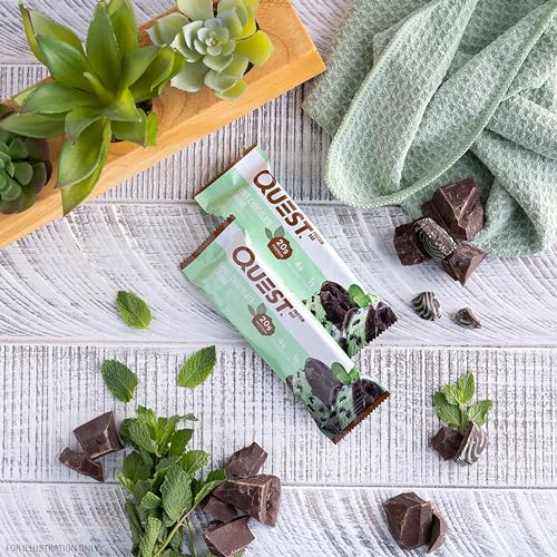 Quest Nutrition Mint Chocolate Chunk Protein Bars, High Protein, Low Carb, Gluten Free, Keto Friendly, 12 Count