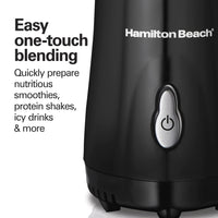 Hamilton Beach Portable Blender for Shakes and Smoothies with 14 Oz BPA Free Travel Cup and Lid, Durable Stainless Steel Blades for Powerful Blending Performance, Black (51101AV)