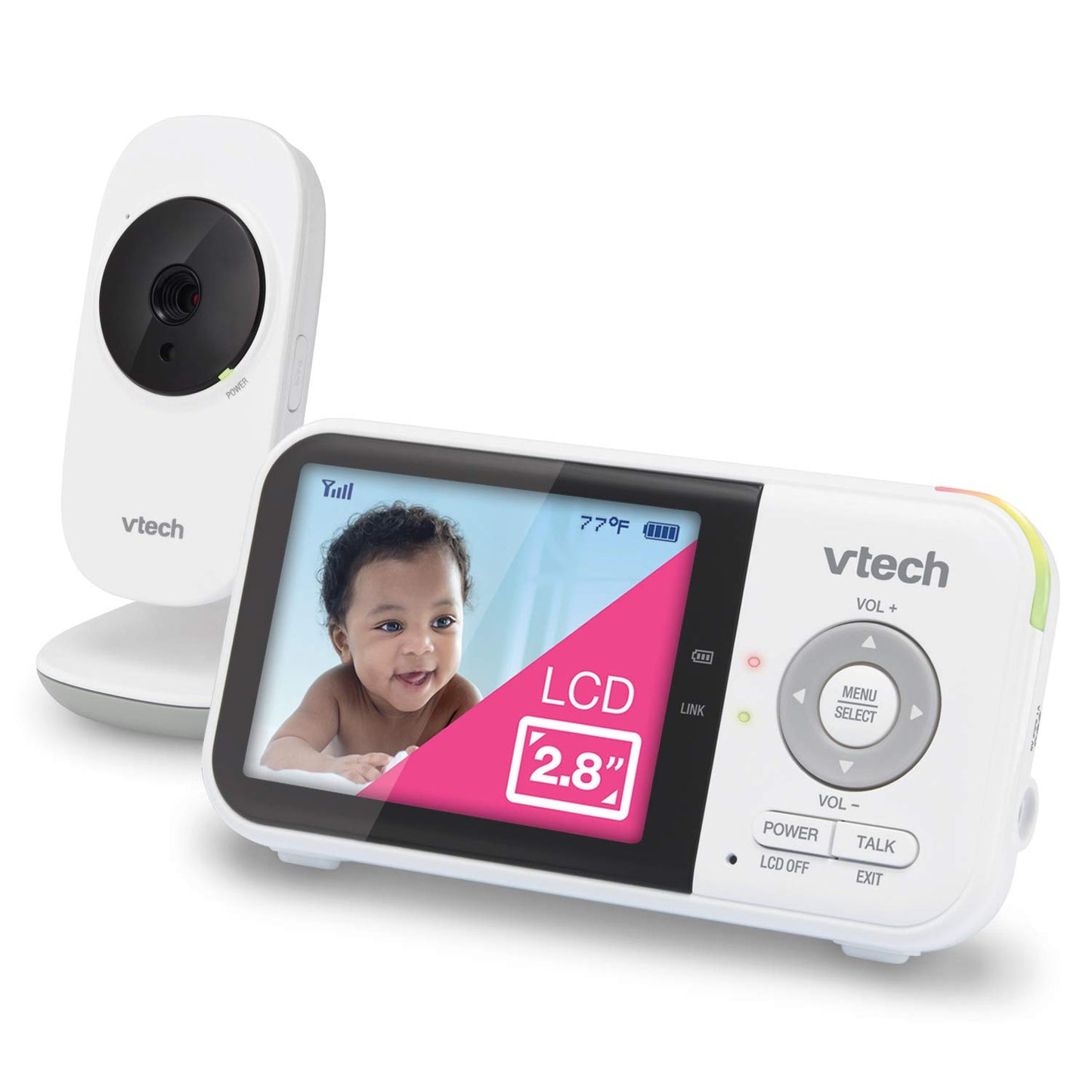 VTech VM819 Video Baby Monitor with 19 Hour Battery Life, 1000ft Long Range, 2.8” Display, Auto Night Vision, 2Way Audio Talk, Temperature Sensor and Lullabies,480p