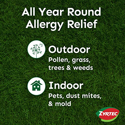 Zyrtec 24 Hour Allergy Relief Chewable Tablets with 10 mg Cetirizine HCl Antihistamine, Allergy Relief Medicine for Allergy Symptoms Caused by Ragweed & Tree Pollen, Dye-Free, 24 ct