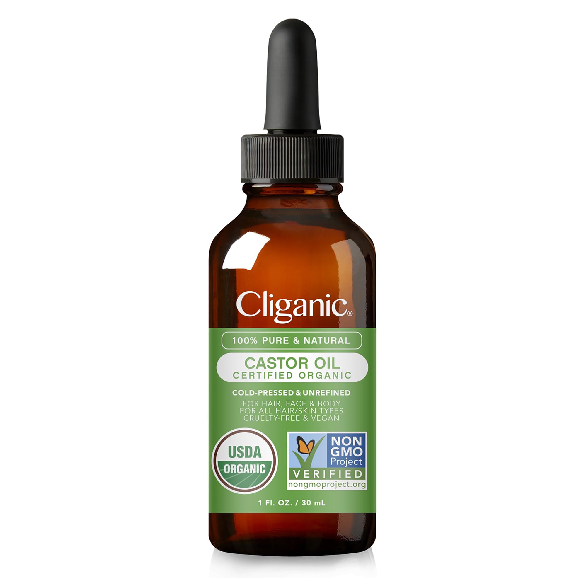 Cliganic Organic Castor Oil, 100% Pure (4oz with Eyelash Kit) - For Eyelashes, Eyebrows, Hair & Skin