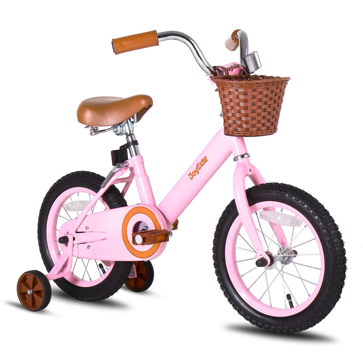 JOYSTAR Girls Bike, Retro 14 Inch Kids Bikes with Training Wheels & Basket, Vintage Kids Bicycle for Toddler of 3-5 Years Old Girls & Boys, Pink