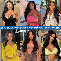 Lace Front Wigs Human Hair 22 Inch 13x4 Transparent Lace Frontal Wigs Human Hair 180% Density Body Wave Human Hair Wigs for Women Pre Plucked with Baby Hair Lace Frontal Wig Natural Black Human Hair