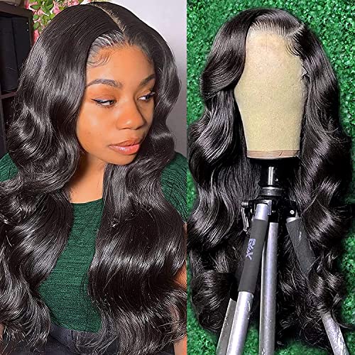 Body Wave Lace Front Wigs Human Hair 13x4 HD Lace Frontal Wigs Human Hair 26 Inch Glueless Wigs 180% Density Brazilian Virgin Human Hair Wigs For Black Women Pre Plucked With Baby Hair Natural Black