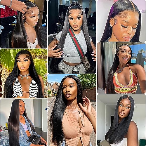 U-TIMES 26inch Straight Lace Front Wigs Human Hair Pre Plucked 180% Density Glueless 13x4 HD Lace Frontal Wigs Human Hair Natural Hairline Brazilian Virgin Human Hair Wigs for Black Women