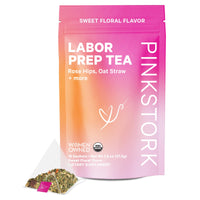 Pink Stork Labor Prep Tea, Organic Red Raspberry Leaf Tea with Chamomile and Rosehip, Caffeine-Free, Pregnancy Must Haves, Labor and Delivery Essentials, Third Trimester Pregnancy Tea - 15 Sachets