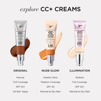 IT Cosmetics Your Skin But Better CC+ Cream, Light Medium (C) - Color Correcting Cream, Full-Coverage Foundation, Hydrating Serum & SPF 50+ Sunscreen - Natural Finish - 1.08 fl oz