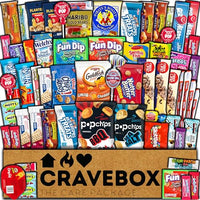 CRAVEBOX Snack Box (55 Count) Valentines Variety Pack Care Package Gift Basket Adult Kid Guy Girl Women Men Birthday College Student Office School