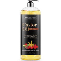 MAJESTIC PURE Castor Oil, 100% Natural Wonder Oil with Numerous Hair, Scalp, Skin and Nails Benefits - Packaging May Vary- 16 fl oz