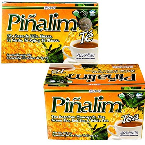 Pinalim Tea/Te de Pinalim Mexican Version- Pineapple, Flax, Green Tea, White Tea - 30 Day Supply