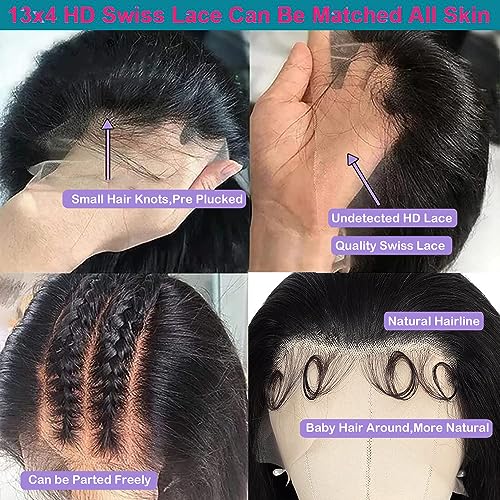 Vigriss Body Wave Lace Front Wigs Human Hair Pre Plucked Glueless Human Hair Wigs for Black Women 180% Density 13x4 HD Transparent Lace Front Wig Human Hair with Baby Hair Bleached Knots Wigs 18inch