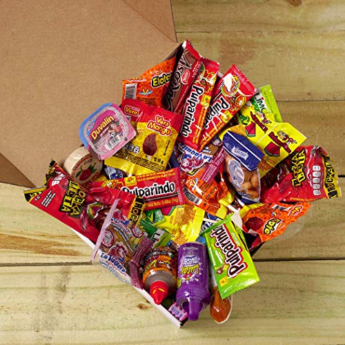 Mexi-Mix Box Mexican Candy Assortment. 86 count. Care Package Variety of Spicy Candy Box Gift Bulk Dulces Mexicanos Snack Include: Obleas Duvalin Lucas Vero Mango Pulparindo Pelon Pelo Rico