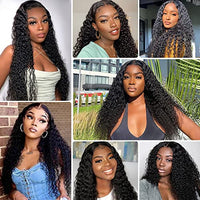 SOSATISFY Deep Wave Lace Front Wigs Human Hair 4x4 HD Transparent Lace Closure Wigs for Black Women Glueless 180% High Density Human Hair Wigs Pre Plucked with Baby Hair (20 inch)