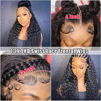 Ysxbui Deep Wave Lace Front Wigs Human Hair Pre Plucked 180 Density 13x4 Curly HD Transparent Glueless Lace Frontal Wigs Human Hair with Natural Hairline Wet and Wavy Natural Color (26 Inch)