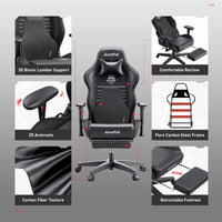 AutoFull C3 Gaming Chair Office Chair PC Chair with Ergonomics Lumbar Support, Racing Style PU Leather High Back Adjustable Swivel Task Chair with Footrest (Black)