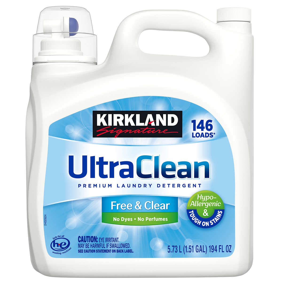 Kirkland Signature Ultra Clean Free & Clear HE Liquid Laundry Detergent, 146 loads, 194 fl oz