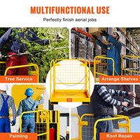 VEVOR Forklift Safety Cage, Forklift Man Basket 1200lbs Capacity, 36'' x 36'' Foldable Forklift Work Platform for 1-2 People with Double-Chain Guardrail & Drain Hole, Perfect for Aerial Work