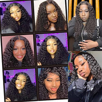 Dosacia Wear and Go Glueless Wigs Human Hair 4x4 Deep Wave Lace Front Wigs Wear and Go Wigs Deep Wave Wigs Human Hair Transparent Lace Closure Wigs for Black Women Natural Color 26inch