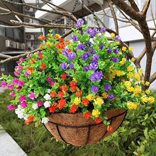 artificial flowers hanging plants YIBUKIY 20 Bundles Artificial Flowers Outdoor Fake Flowers, UV Resista – Mega Mart Center