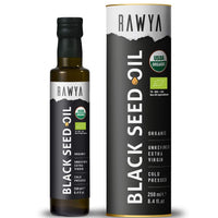 Black Seed Oil, Organic, 8.4 Fl Oz, RAWYA, Extra Strong Taste, High TQ, Cold Pressed, Glass Bottle, Nigella Sativa Oil, Non-GMO, Black Cumin Seed Oil, also known as Kalonji Oil, Nigella Oil