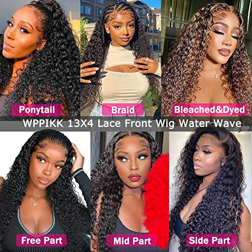 13x4 Lace Front Wigs Human Hair Pre Plucked 180% Density Brazilian Wet and Wavy Human Hair Wigs for Black Women Glueless Curly Lace Frontal Wigs Human Hair Natural Color (22 Inch)