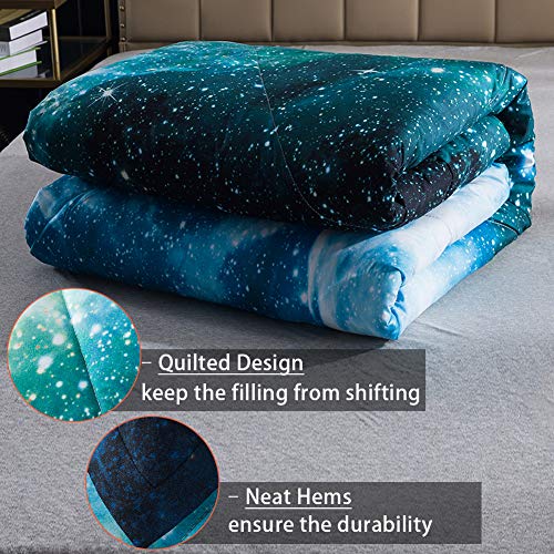 Litanika 3D Galaxy Comforter Full(79x90lnch), 3 Pieces(1 Galaxy Comforter, 2 Pillowcases), Universe Outer Space Bedding Set, Microfiber Comforter Set for Kid Boy Girl Teen