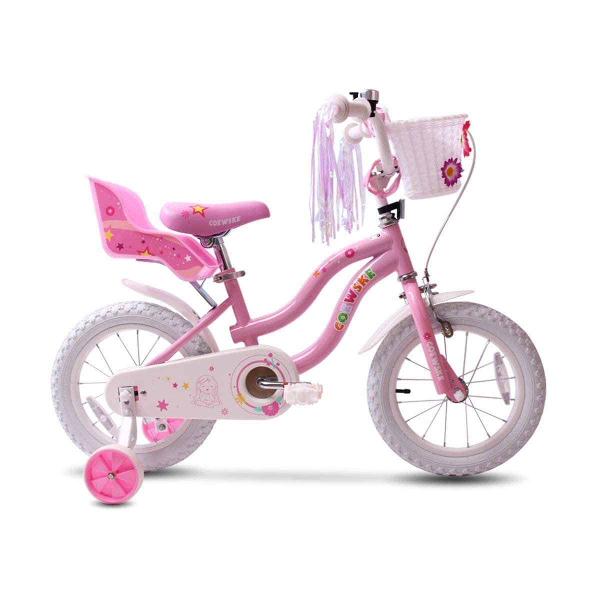 COEWSKE Kid's Bike Steel Frame Children Bicycle Little Princess Style 16 Inch with Training Wheel (16" Pink)