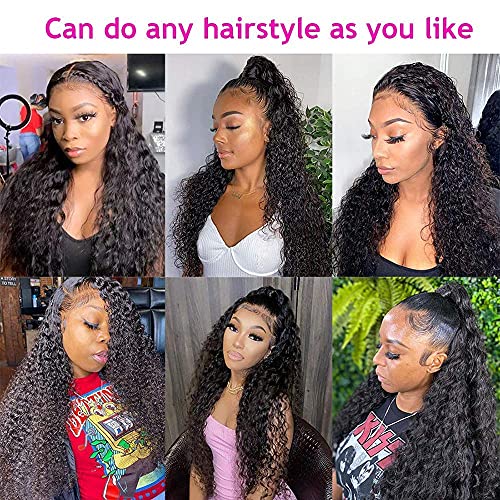 Siyun Show Curly Lace Front Wigs Human Hair Pre Plucked with Baby Hair 180 Density 13x4 Hd Lace Front Wigs for Black Women Human Hair Glueless Deep Wave Lace Frontal Wigs Human Hair 20Inch