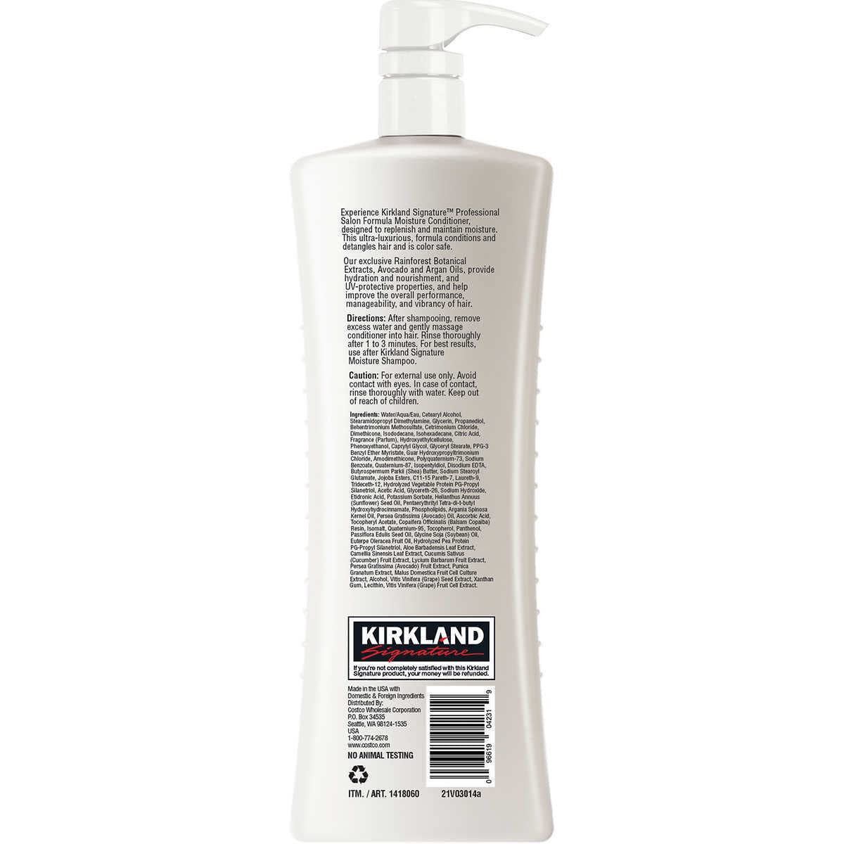 Kirkland Signature Professional Salon Formula Moisture Shampoo & Conditioner 33.8fl oz 1 litter (Two Bottles)