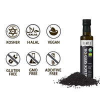 Black Seed Oil, Organic, 8.4 Fl Oz, RAWYA, Extra Strong Taste, High TQ, Cold Pressed, Glass Bottle, Nigella Sativa Oil, Non-GMO, Black Cumin Seed Oil, also known as Kalonji Oil, Nigella Oil