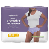 Amazon Basics Incontinence & Postpartum Underwear for Women, Maximum Absorbency, Medium, 20 Count, Lavender (Previously Solimo)