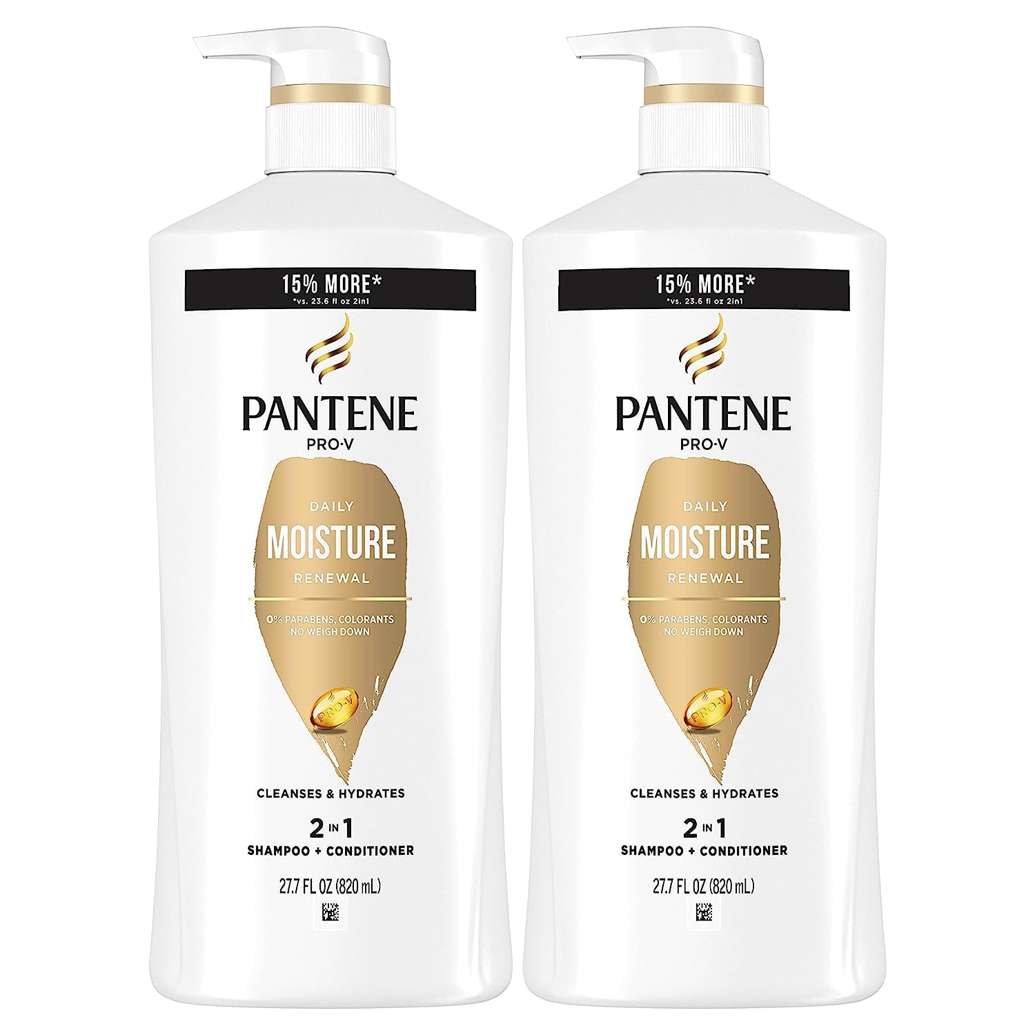 Pantene 2-in-1 Shampoo and Conditioner Twin Pack with Hair Treatment Set, Daily Moisture Renewal for Dry Hair, Safe for Color-Treated Hair (Set of 3)