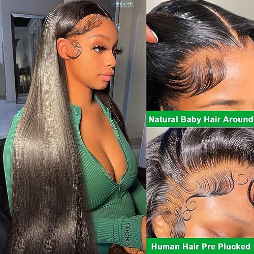 U-TIMES 26inch Straight Lace Front Wigs Human Hair Pre Plucked 180% Density Glueless 13x4 HD Lace Frontal Wigs Human Hair Natural Hairline Brazilian Virgin Human Hair Wigs for Black Women