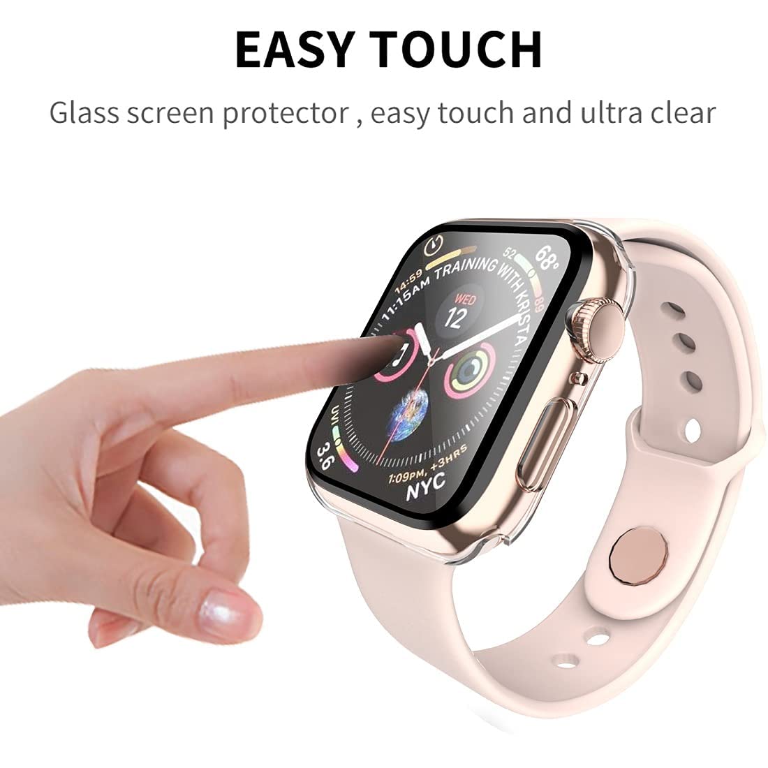 Smiling 2 Pack Case with Built in Tempered Glass Screen Protector Compatible with Apple Watch SE 2023/Series 6 /SE 2/Series 5 /Series 4 40mm, Hard PC Case Overall Protective Cover-Transparent