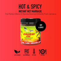 Reggae Spice Jamaican Jerk Marinade | 60-Second Authentic Wet Rub Seasoning Sauce for Cooking Meats | Gluten Free, Vegan, and Keto Friendly | Sweet or Spicy Flavor Wet Paste (Hot & Spicy)