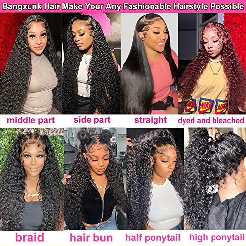 13x6 Deep Wave Lace Front Wigs Human Hair Deep Wave HD Lace Frontal Wigs Human Hair for Black Woman Glueless Curly Lace Front Wig Pre Plucked with Baby Hair 150% Density Natural Color (20 inch)