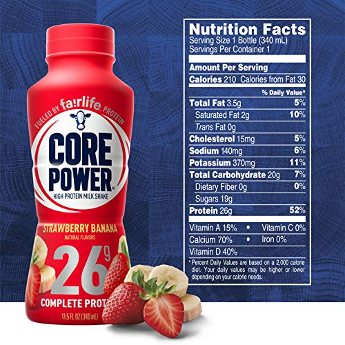 Core Power by fairlife High Protein (26g) Milk Shake, Strawberry Banana, 11.5 Fl Oz (Pack of 12)