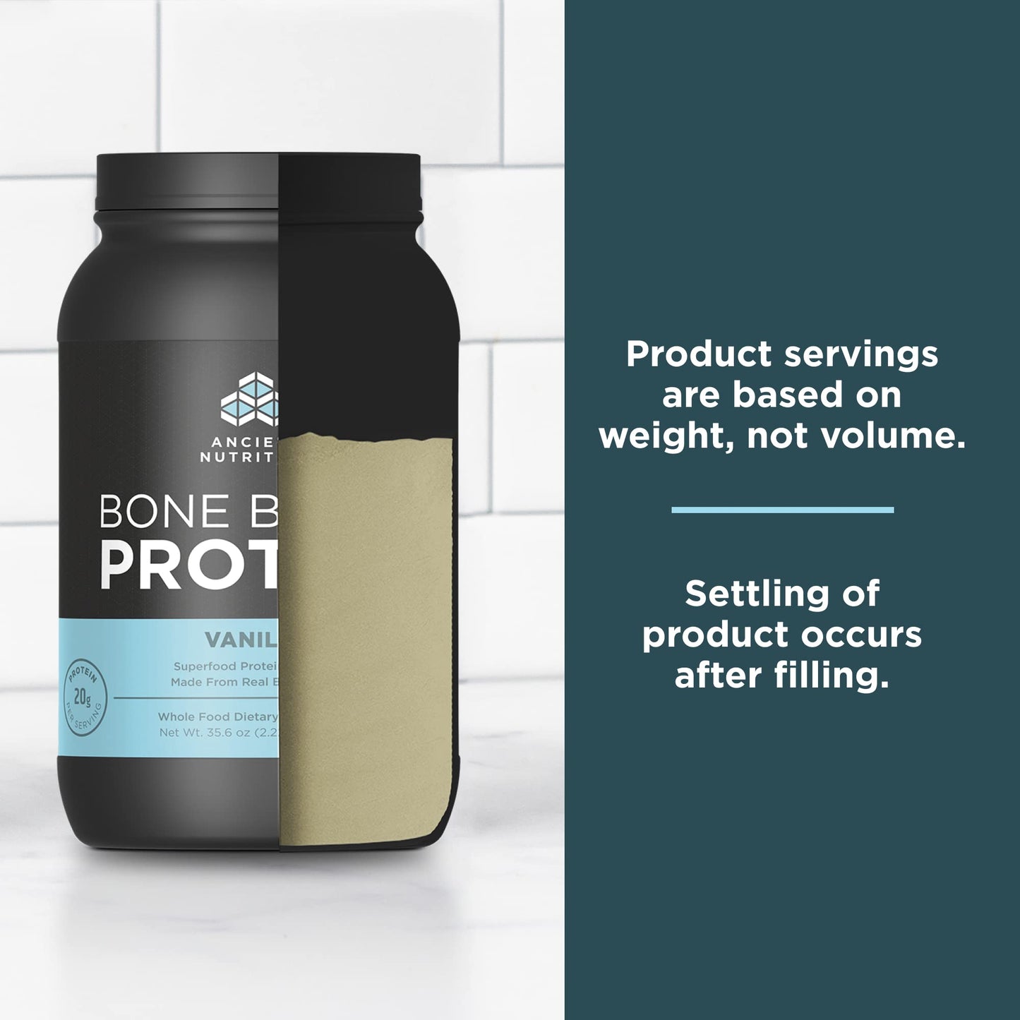 Ancient Nutrition Protein Powder Made from Real Bone Broth, Vanilla, 20g Protein Per Serving, 40 Serving Tub, Gluten Free Hydrolyzed Collagen Peptides Supplement, Great in Protein Shakes