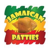 Die-Cut Sticker Multiple Sizes Jamaican Patties Restaurant & Food Jamaican Patties Indoor Decal Concession Sign Yellow - 14in Longest Side