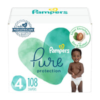 Pampers Pure Protection Diapers - Size 4, 108 Count, Hypoallergenic Premium Disposable Baby Diapers