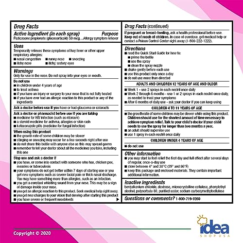 Kirkland Signature Aller-Flo Fluticasone Propionate (Glucocorticoid) 50 mcg, Nasal Allergy Spray (1 Bottle 144 Metered Sprays) Bundle with Exclusive "Allergy Relief" - Better Idea Guide