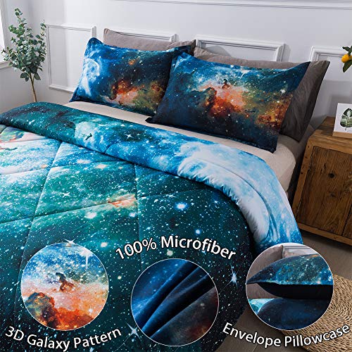 Litanika 3D Galaxy Comforter Full(79x90lnch), 3 Pieces(1 Galaxy Comforter, 2 Pillowcases), Universe Outer Space Bedding Set, Microfiber Comforter Set for Kid Boy Girl Teen